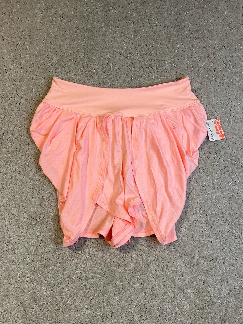 NWT Free People movement Ruched Shorts Size S Wrapper ruffle neon orange Stretch